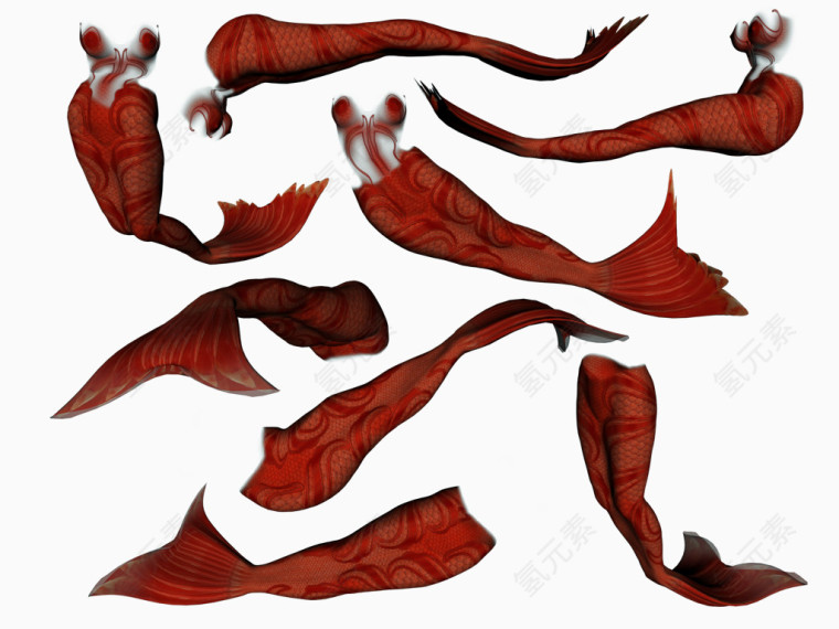 红色精美美人鱼鱼尾
