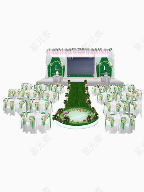 绿色路引的婚礼效果图