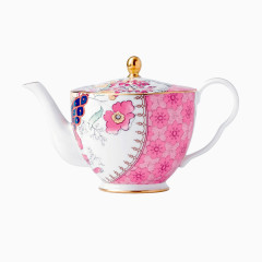 粉色花纹陶瓷长嘴茶杯