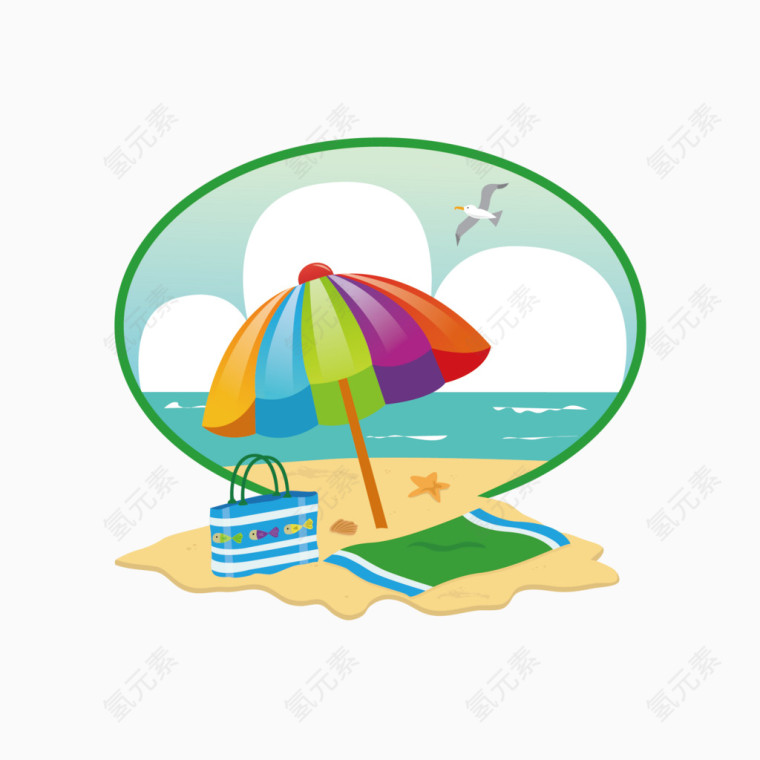 矢量沙滩和伞