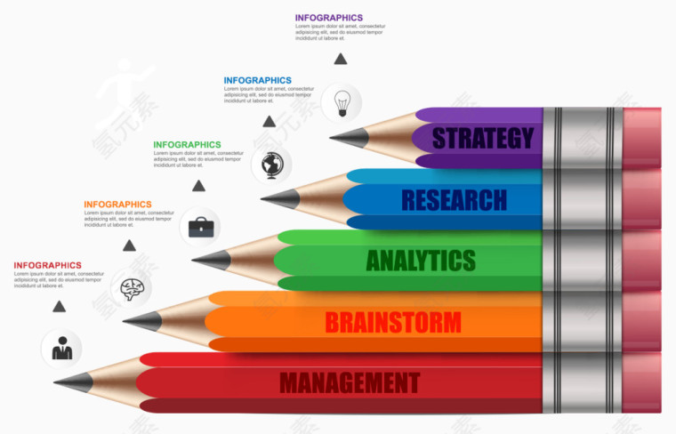 阶梯铅笔分类矢量