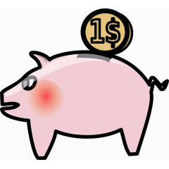 发呆的粉红色公猪顶硬币