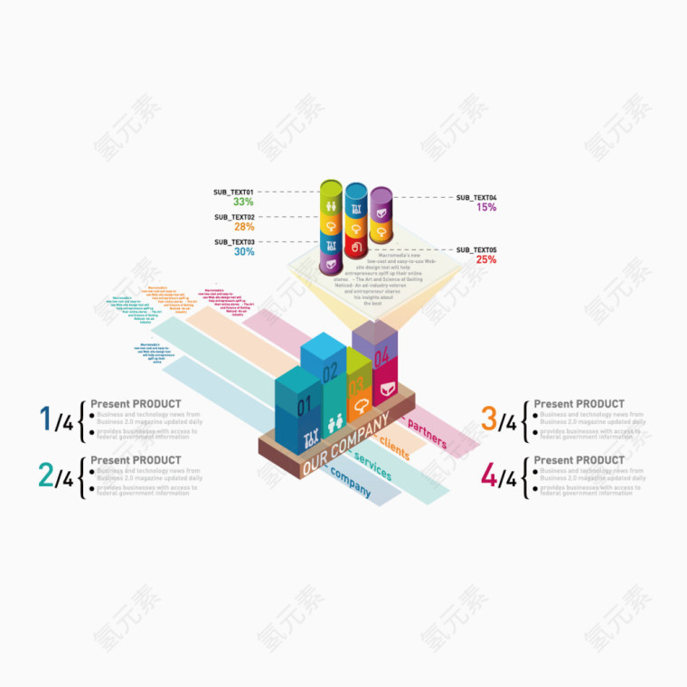矢量立体方块ppt素材