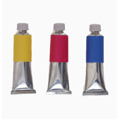 三种颜色的颜料瓶子