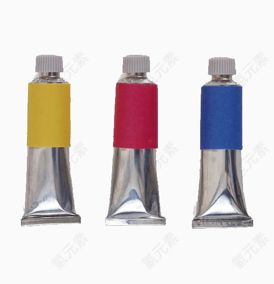 三种颜色的颜料瓶子