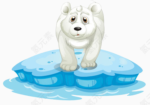 可爱的冰川上的北极熊