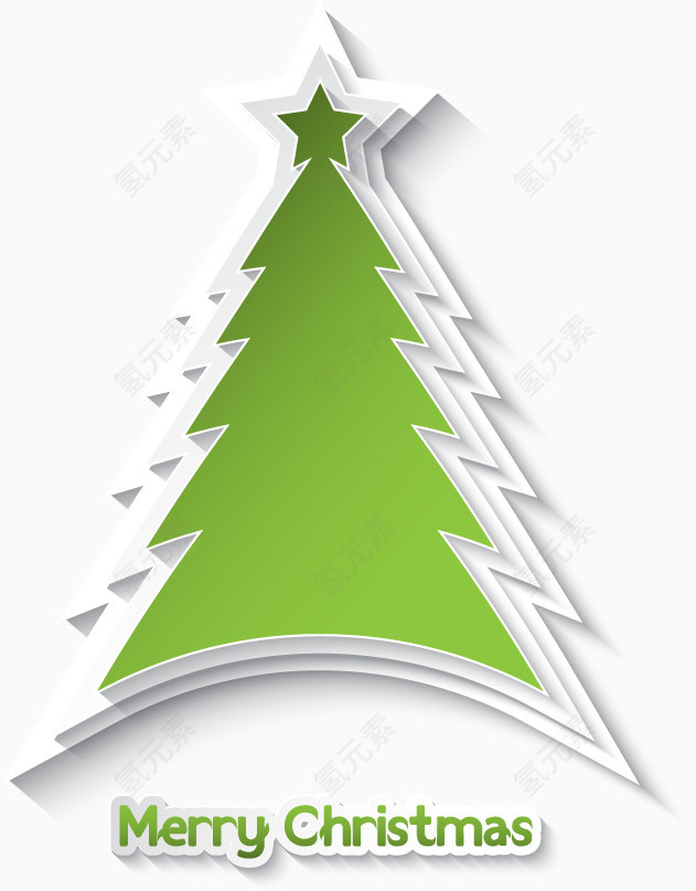 贴纸绿色圣诞树