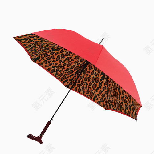 红面豹纹底雨伞