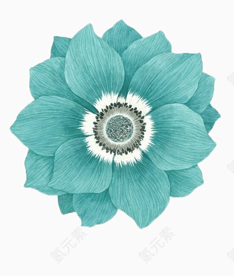 蓝色手绘花朵元素免费下载