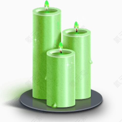 绿色手绘蜡烛素材