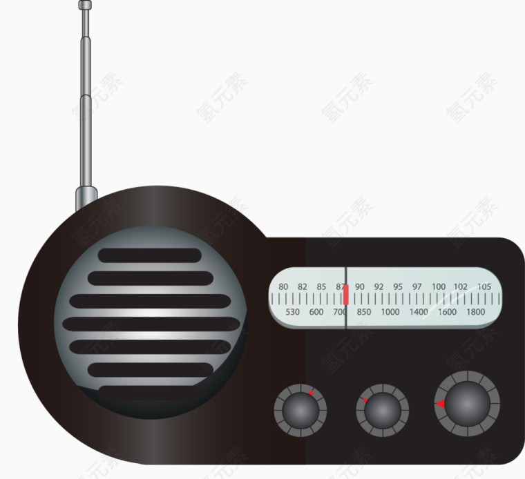 黑色复古收音机矢量图