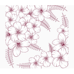 红色手绘花卉线稿