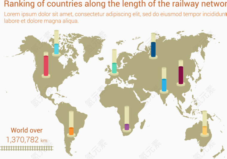 铁路网长度信息图表矢量素材