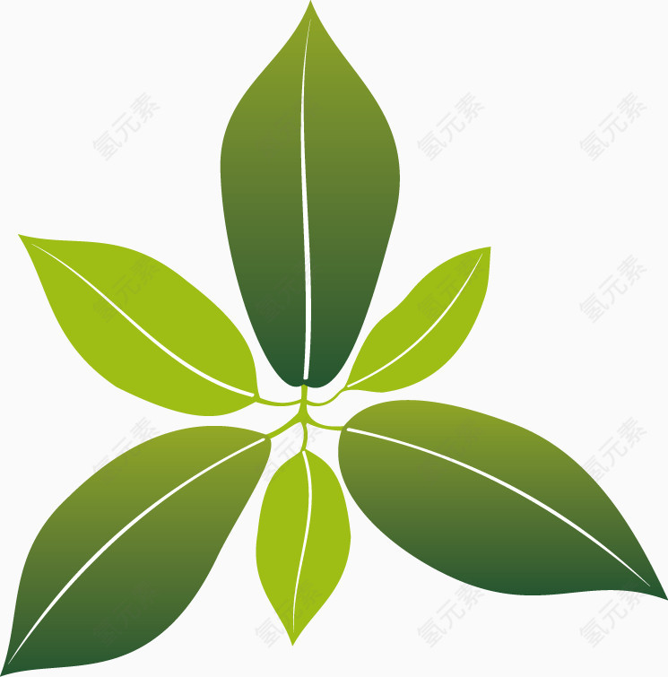 矢量绿色植物设计小树叶创意图标