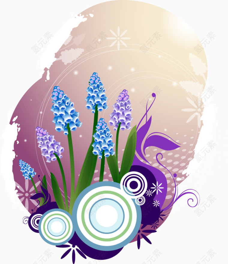 紫色韩式矢量装饰花纹素材