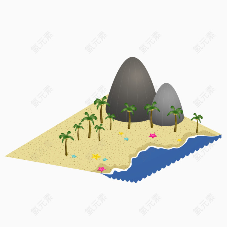 沙滩和椰子树矢量