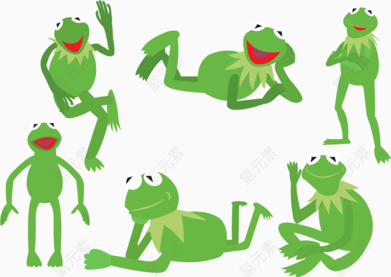 矢量图各种动作的青蛙