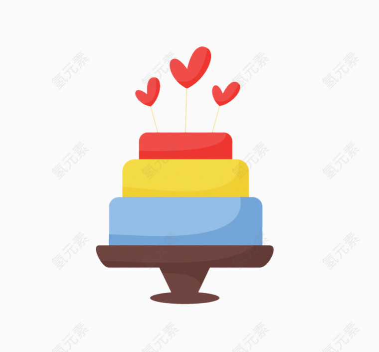 矢量爱心三色蛋糕情人节装饰素材