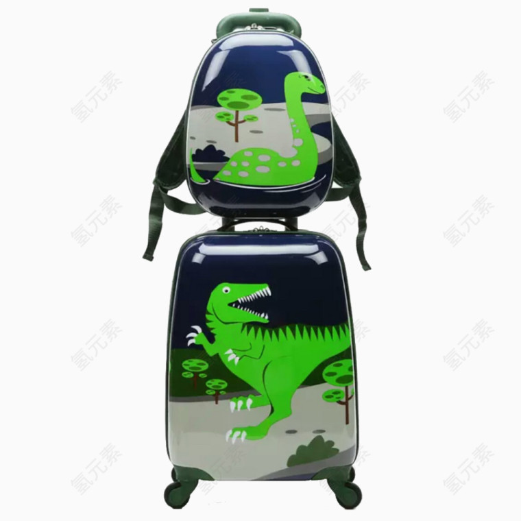 两个恐龙组合行李箱