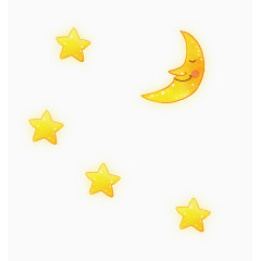 黄色卡通月亮星星装饰图案