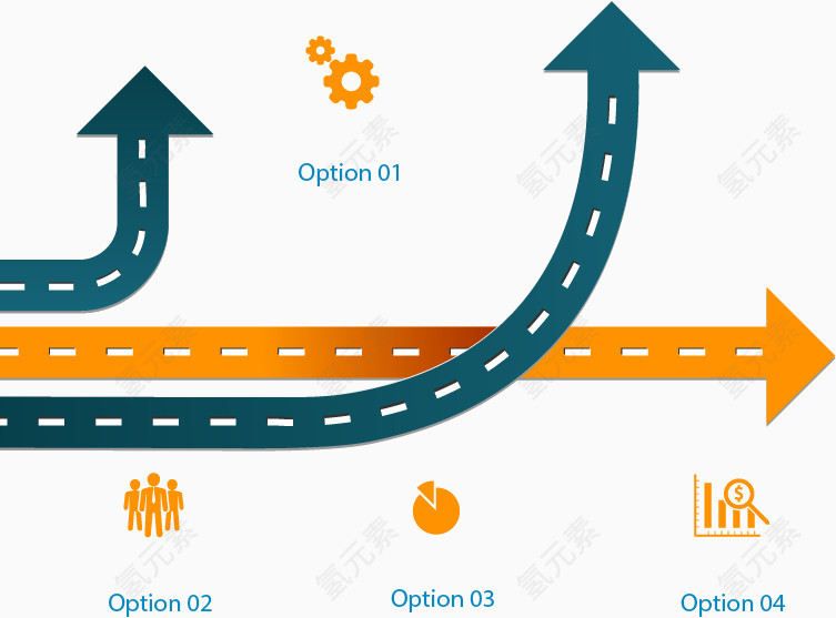箭头道路商务信息图矢量素材