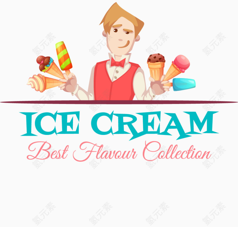 矢量冰淇淋售卖免抠素材免费素材