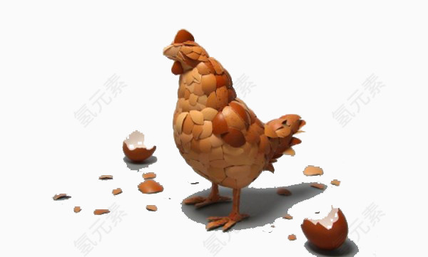 一只蛋壳组成的鸡