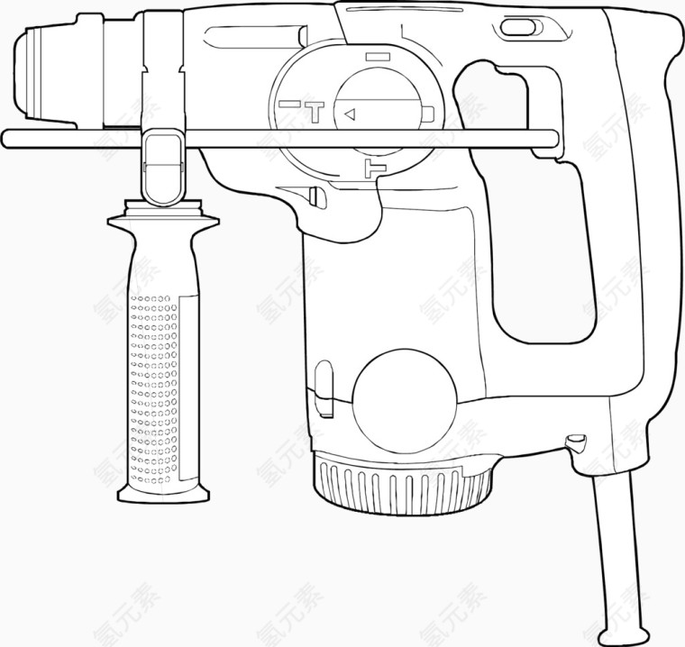 矢量线描电动手钻劳动工具