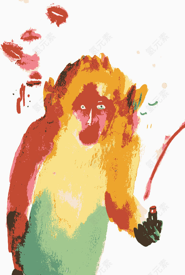 涂口红的猴子