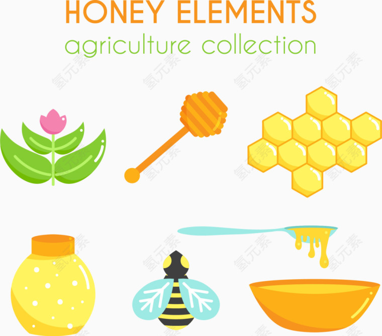 可爱天然有机蜂蜜元素