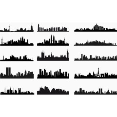 城市的天际线景观轮廓矢量包