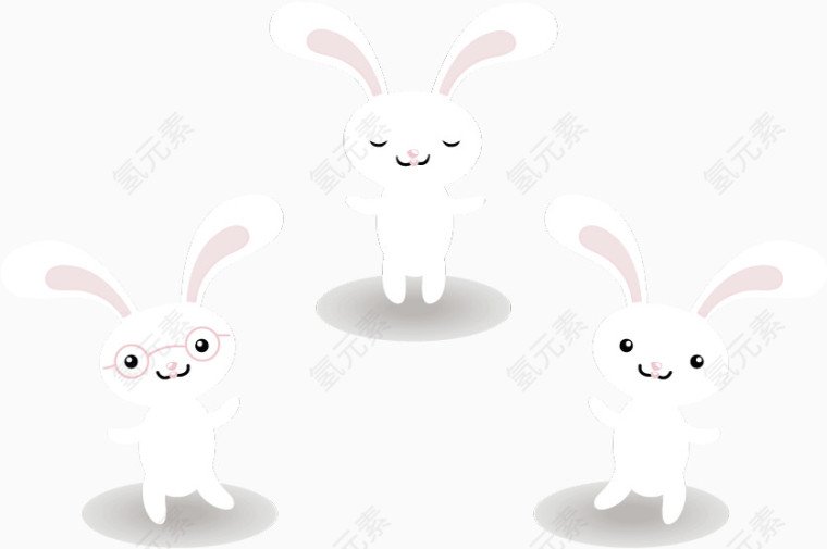 矢量白色可爱长耳兔子