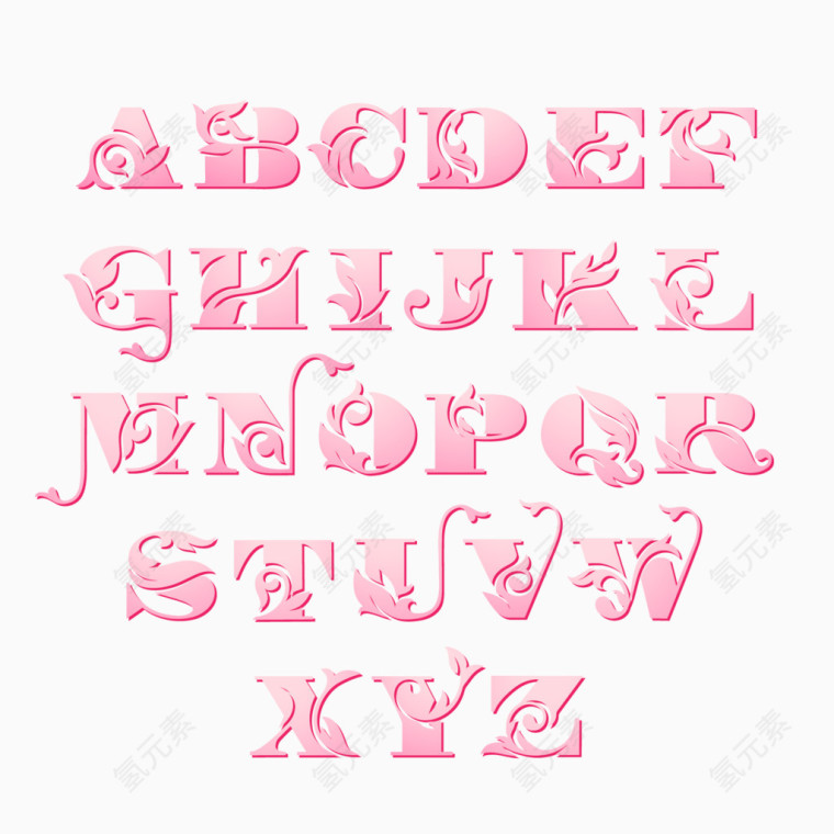粉色花纹字母设计矢量素材