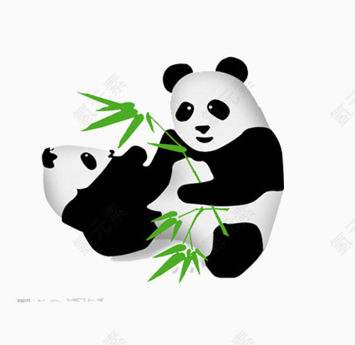 手绘熊猫免抠素材图