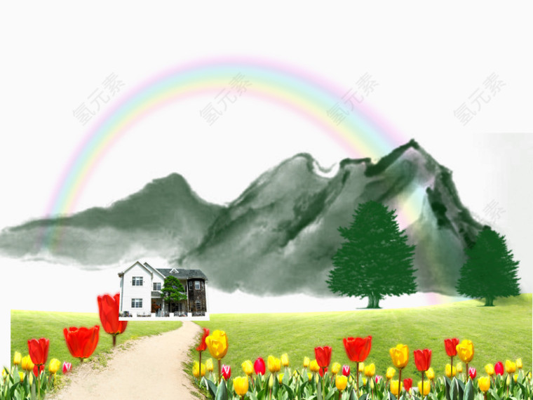 青山小屋后的彩虹