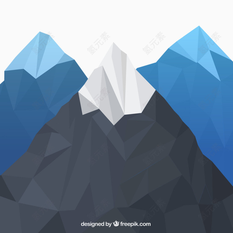 矢量蓝色灰色雪山装饰图案