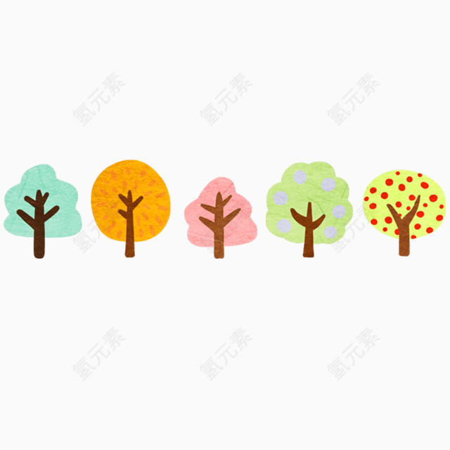 彩色树 卡通树 点缀素材