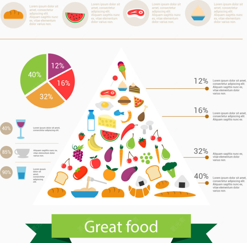 矢量手绘膳食营养金字塔下载