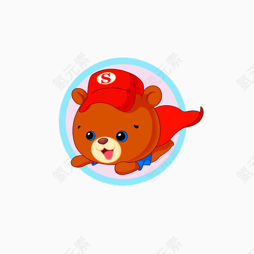 小清新带红色帽子飞翔熊