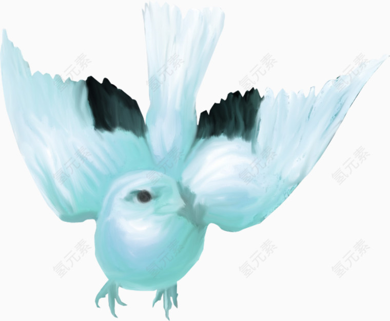 水彩蓝色小鸟