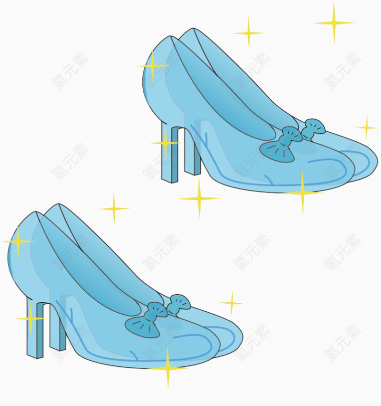 蓝色质感水晶鞋