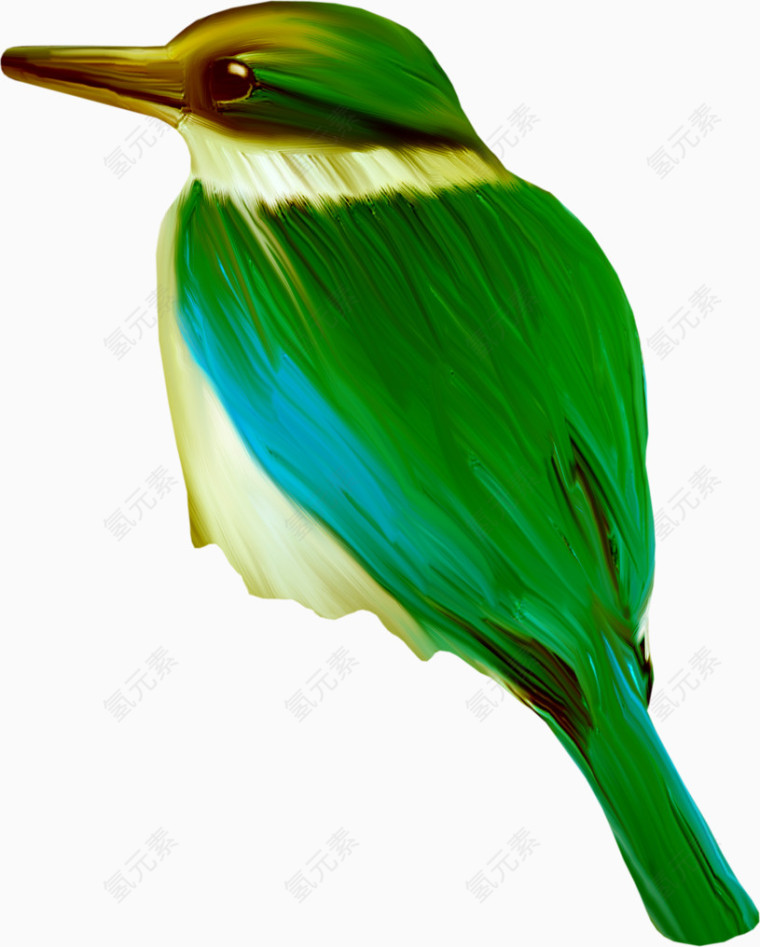 绿色手绘蜂鸟