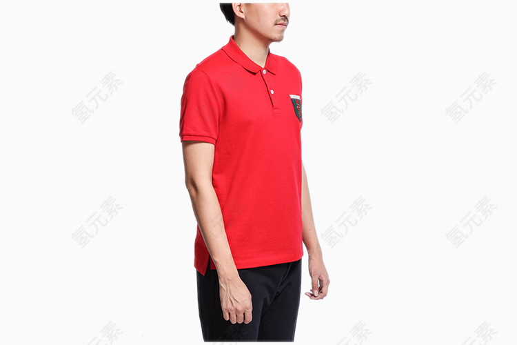 红色翻领短袖时尚男士T恤