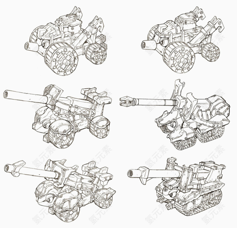 手绘武器模型线稿