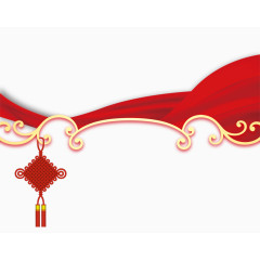 红色丝绸中国结装饰边框