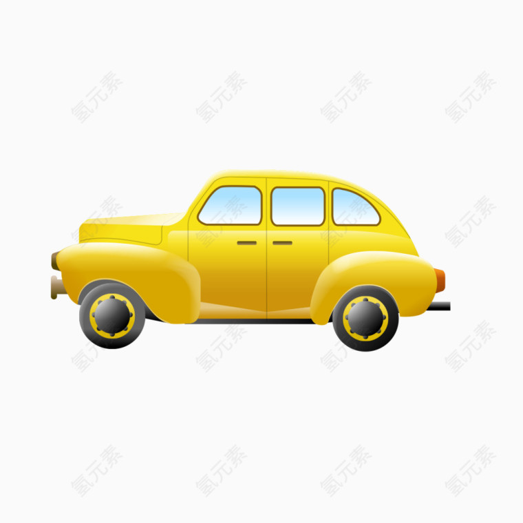 卡通黄色轿车模型