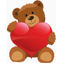 泰迪熊抱爱心免抠素材图像