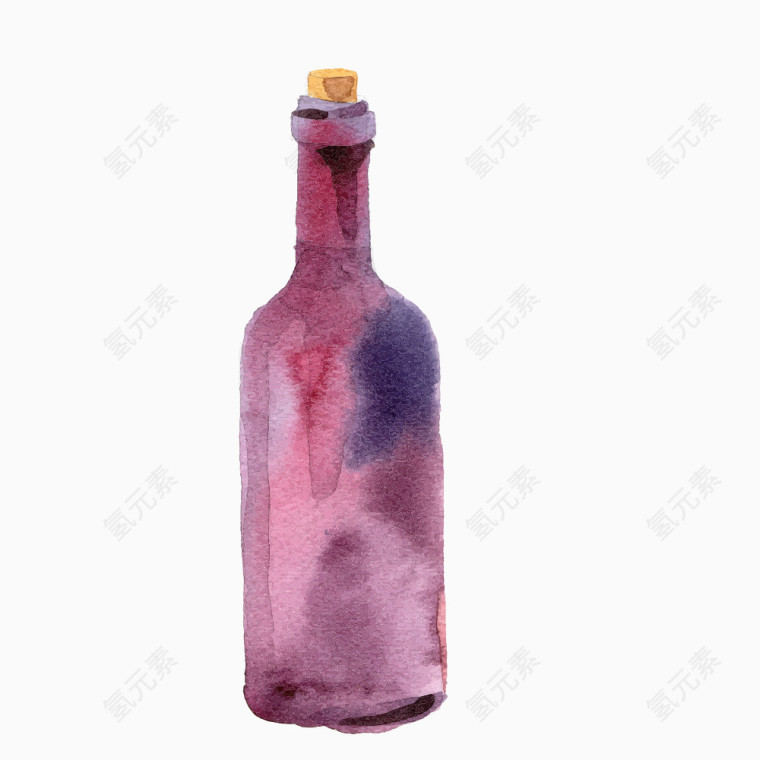 水彩红酒瓶子