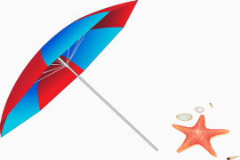 矢量蓝红色太阳伞