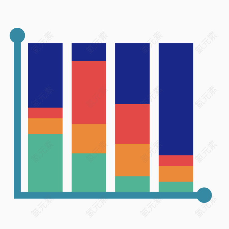 矢量彩色分段条形图坐标轴